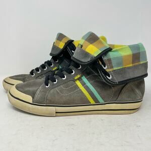 Vans Grey Suede Wellesley High Tops Roll-Down Plaid Womens Size 7.5